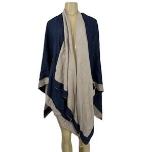 NEW MELIFLUOS Shawl Pashmina Shawl one size reversible Navy Blue Beige 10–33k